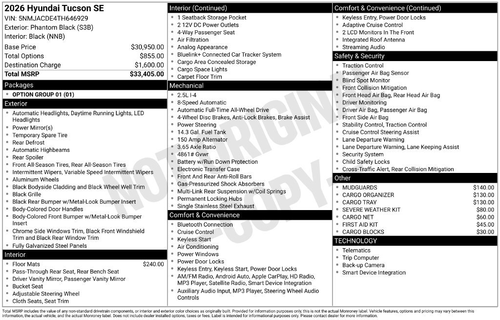 New 2026 Hyundai Tucson SE AWD/4WD image 29