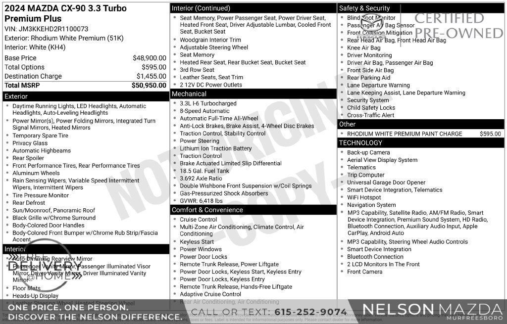 Certified 2024 MAZDA CX-90 3.3 Turbo w/ Premium Plus Pkg AWD/4WD image 2