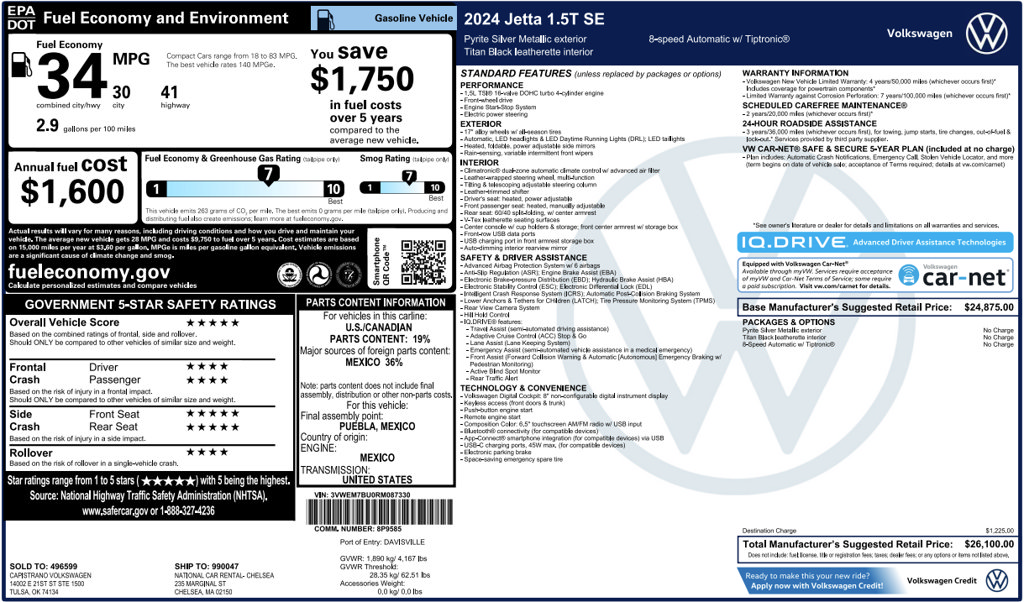 Used 2024 Volkswagen Jetta SE FWD image 4