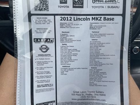 Used 2012 Lincoln MKZ AWD image 27