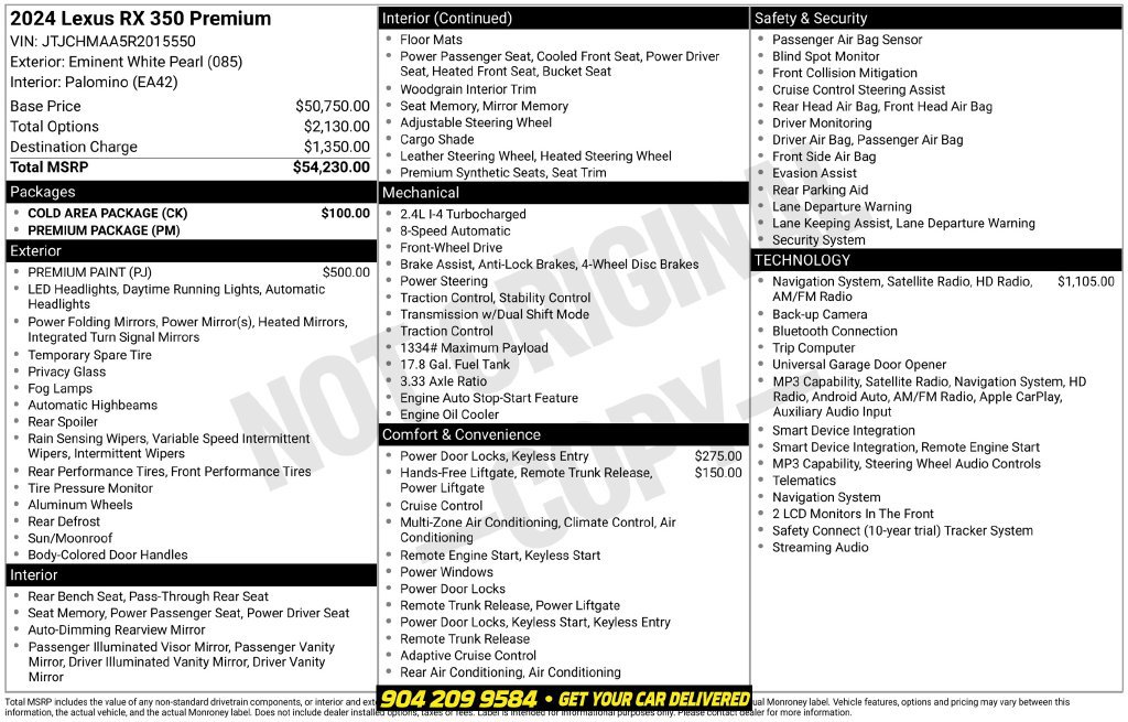 Used 2024 Lexus RX 350 Premium w/ Cold Area Package FWD image 2