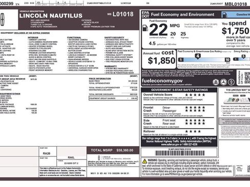 Used 2021 Lincoln Nautilus Reserve w/ Equipment Group 201A image 43