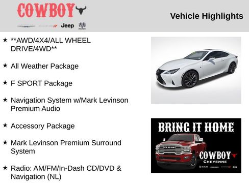 Used 2020 Lexus RC 350 F Sport w/ Accessory Package AWD/4WD image 5