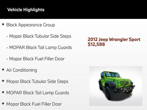 Used 2012 Jeep Wrangler Sport AWD/4WD image 12