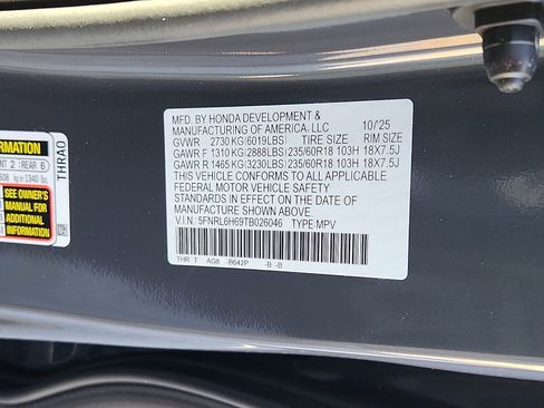 New 2026 Honda Odyssey EX-L image 17