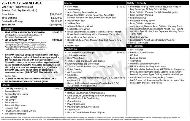 Used 2021 GMC Yukon SLT w/ Rear Media and Nav Package RWD image 26