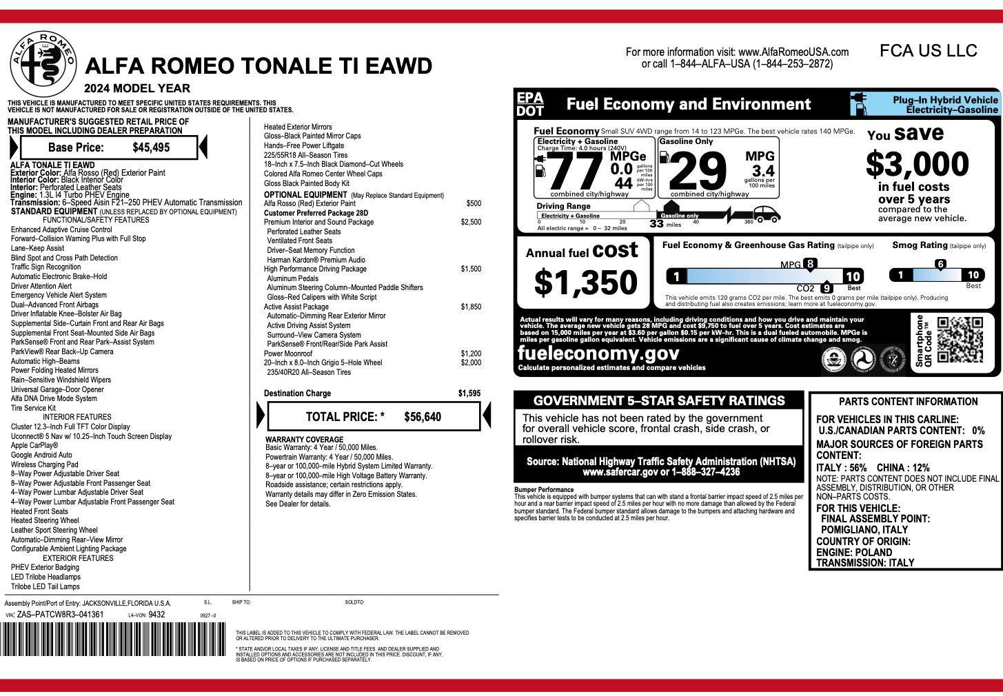 Used 2024 Alfa Romeo Tonale Ti AWD/4WD image 3