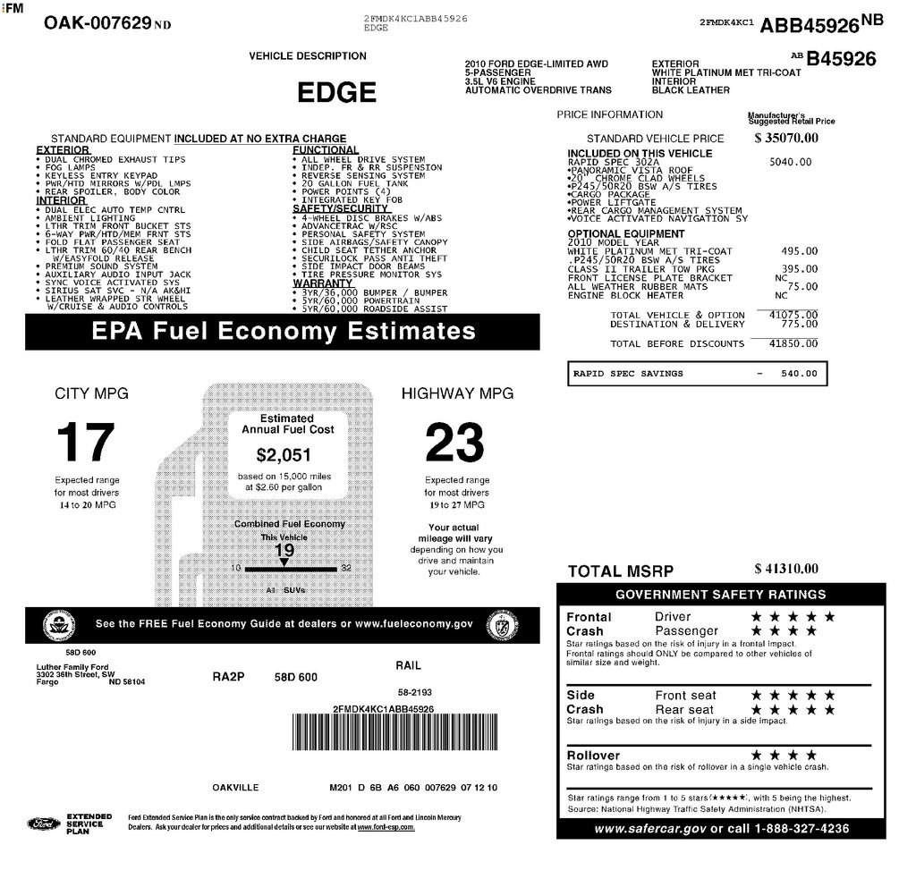 Used 2010 Ford Edge Limited AWD/4WD image 24