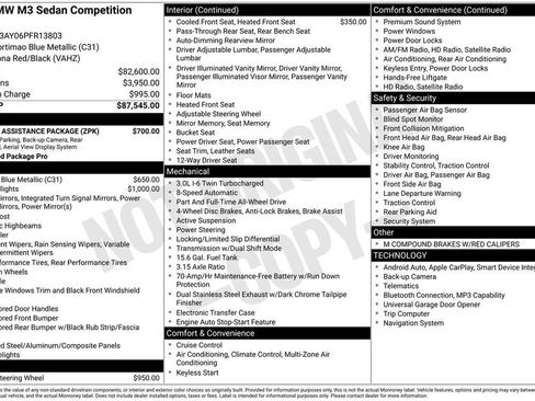 Used 2023 BMW M3 Competition w/ Parking Assistance Package AWD/4WD image 1