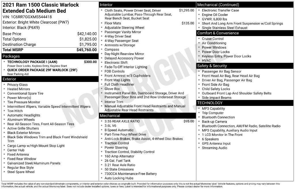 Used 2021 RAM 1500 Warlock w/ Technology Package I AWD/4WD image 2