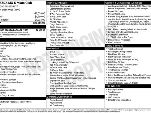 New 2025 MAZDA MX-5 Miata Club w/ Brembo/BBS Recaro Package image 4