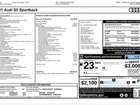 Used 2021 Audi S5 Prestige w/ Prestige Package AWD/4WD image 75