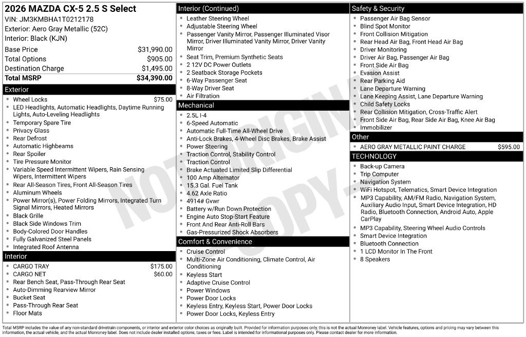 New 2026 MAZDA CX-5 Select AWD/4WD image 27