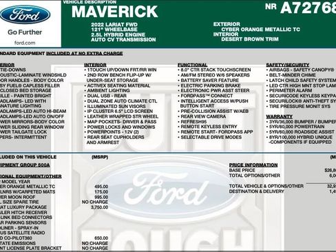 Used 2022 Ford Maverick Lariat w/ Lariat Luxury Package FWD image 2