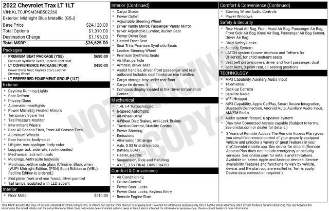 Used 2022 Chevrolet Trax LT w/ Premium Seat Package AWD/4WD image 31