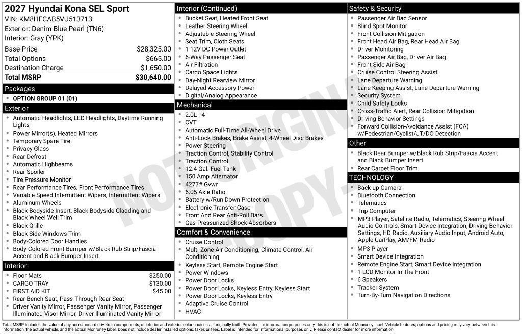 New 2027 Hyundai Kona SEL Sport AWD/4WD image 4