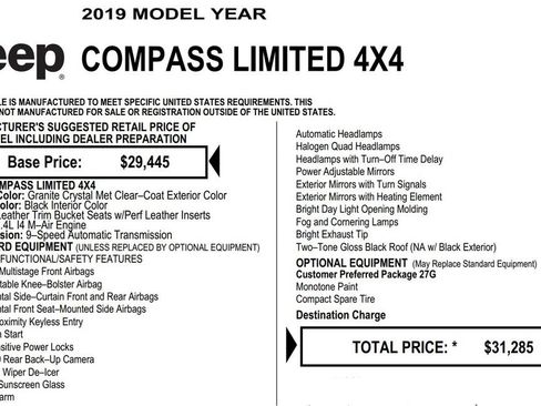 Used 2019 Jeep Compass Limited AWD/4WD image 17