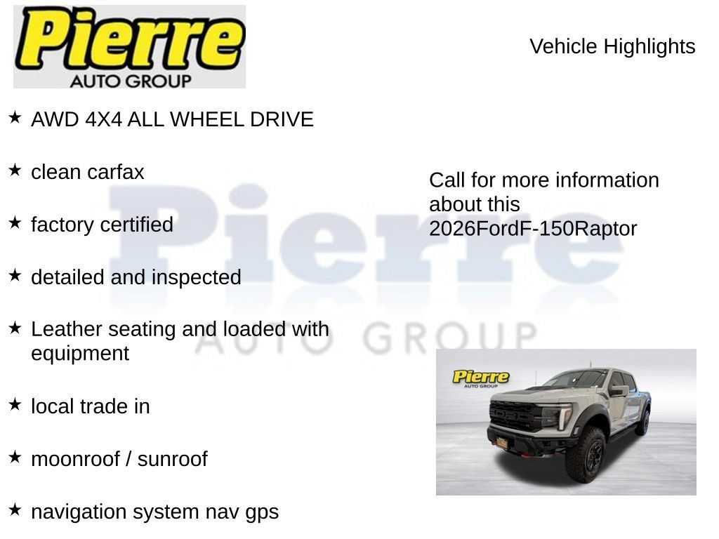 Certified 2026 Ford F150 Raptor w/ Equipment Group 803A Raptor R AWD/4WD image 7
