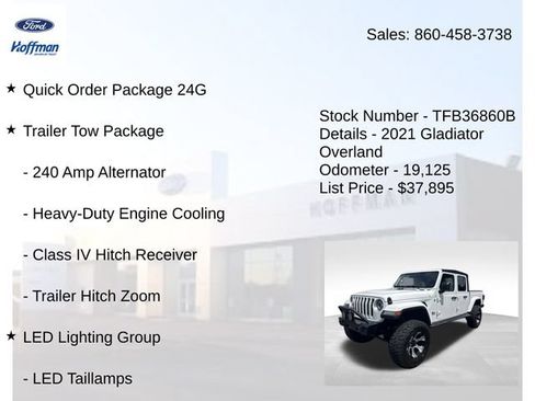 Used 2021 Jeep Gladiator Overland w/ LED Lighting Group AWD/4WD image 3