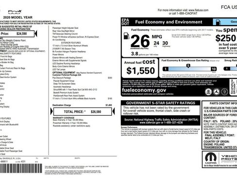 Used 2020 FIAT 500X Pop image 2