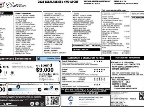 Used 2023 Cadillac Escalade ESV Sport AWD/4WD image 4