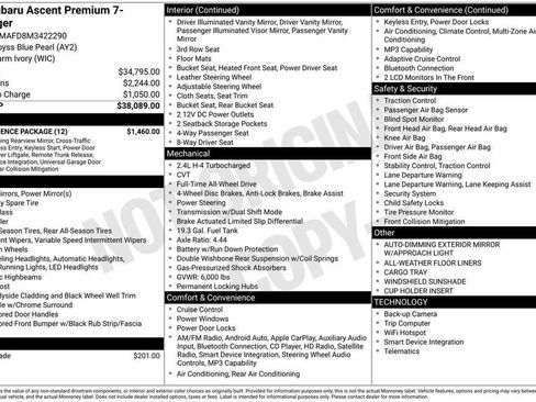 Used 2021 Subaru Ascent Premium w/ Convenience Package AWD/4WD image 2