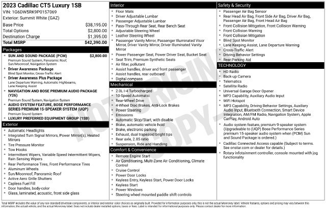 Certified 2023 Cadillac CT5 Luxury w/ Sun And Sound Package RWD image 26