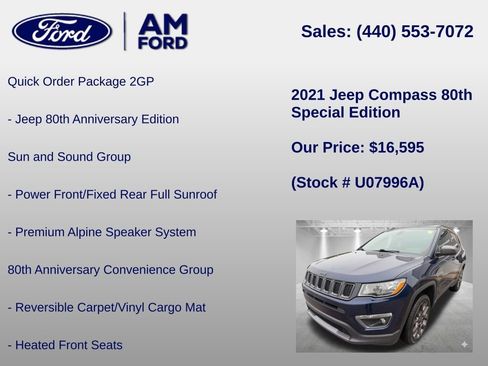 Used 2021 Jeep Compass Latitude w/ Sun and Sound Group AWD/4WD image 6