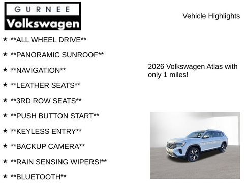 New 2026 Volkswagen Atlas SEL AWD/4WD image 7