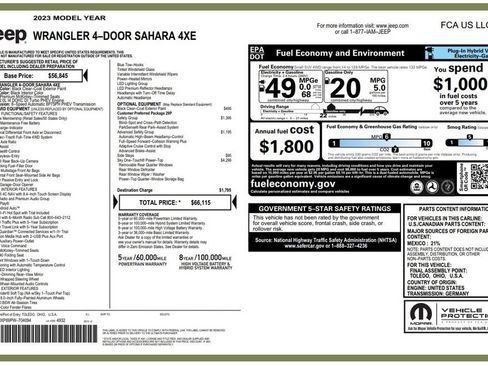 Used 2023 Jeep Wrangler Unlimited Sahara w/ Safety Group AWD/4WD image 2