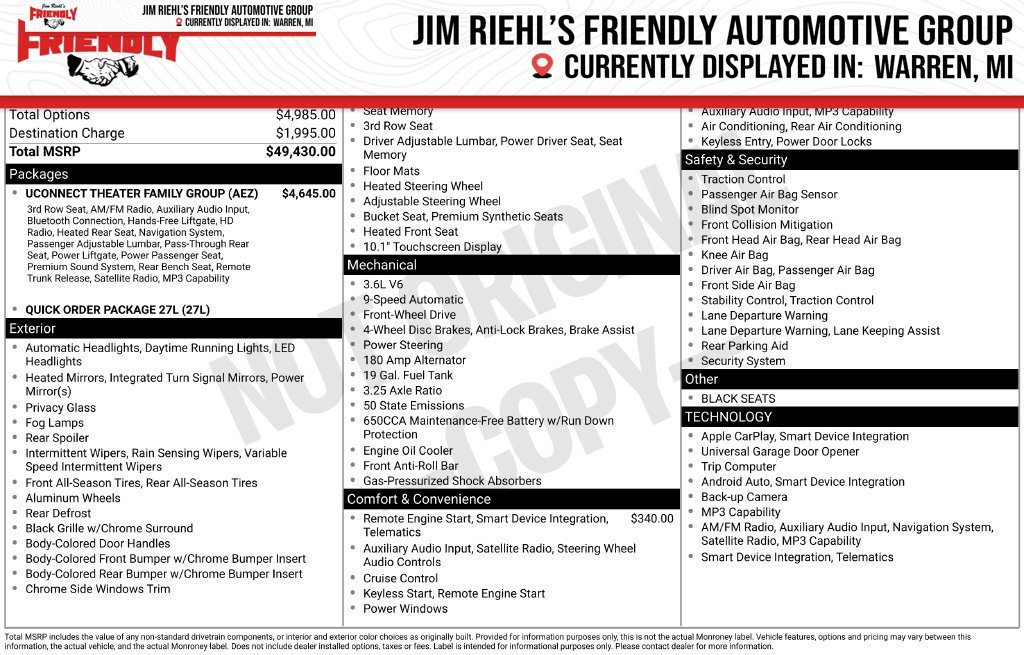 Used 2025 Chrysler Pacifica Select w/ Uconnect Theater Family Group FWD image 1