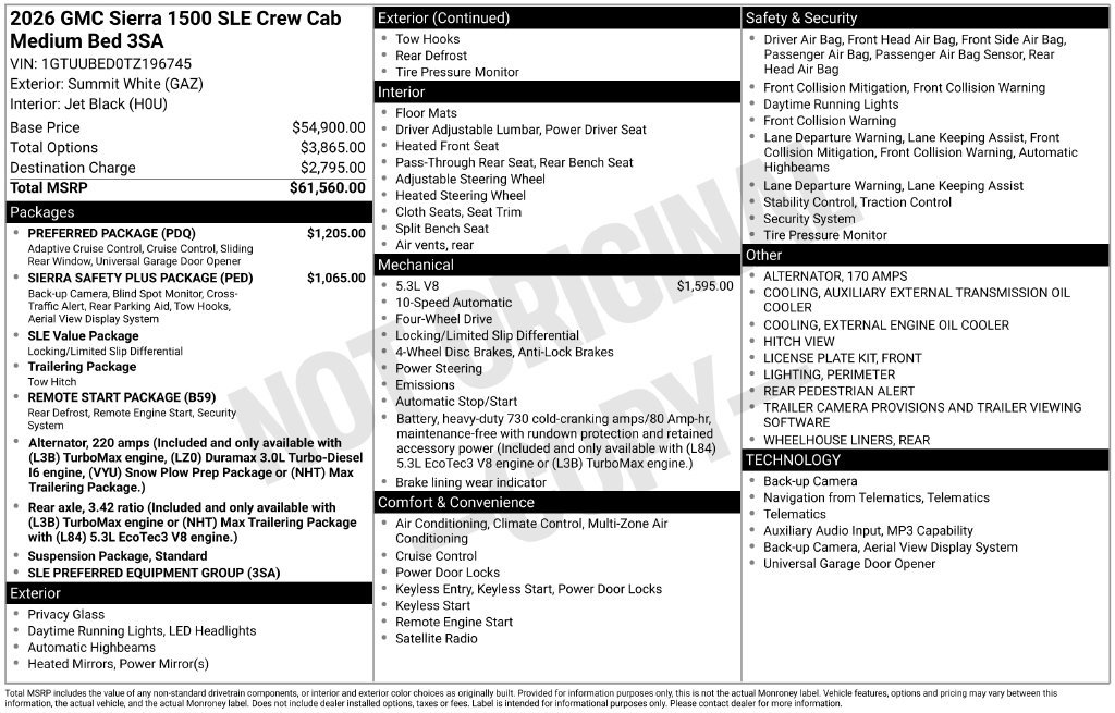 New 2026 GMC Sierra 1500 SLE w/ Preferred Package AWD/4WD image 38