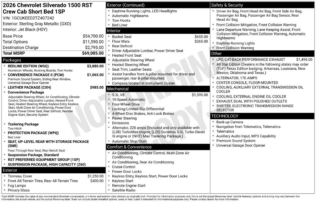 New 2026 Chevrolet Silverado 1500 RST w/ Redline Edition AWD/4WD image 32