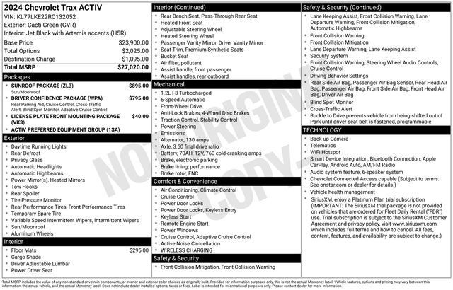 Certified 2024 Chevrolet Trax ACTIV w/ Sunroof Package FWD image 29