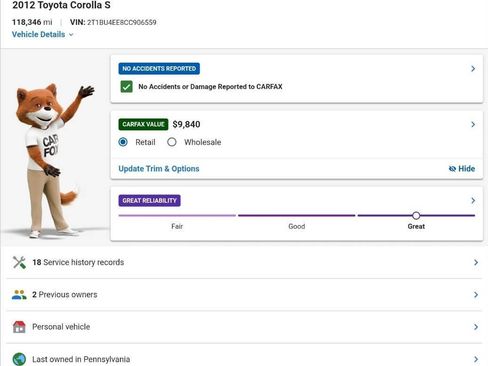 Used 2012 Toyota Corolla S image 3