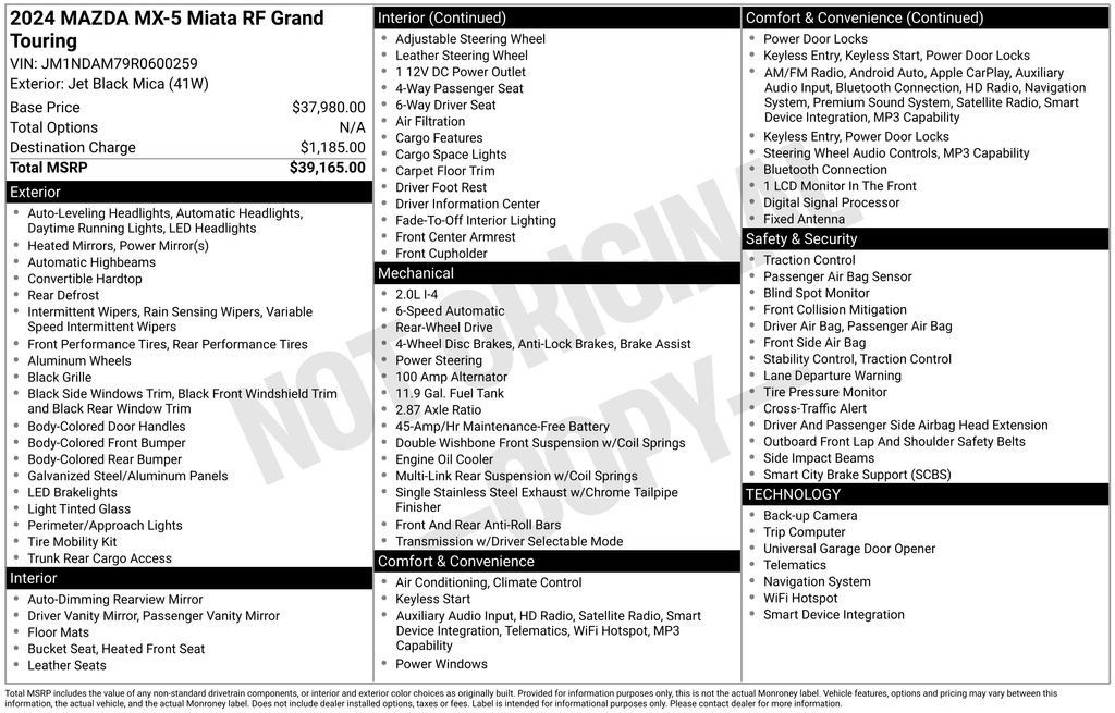 Certified 2024 MAZDA MX-5 Miata RF Grand Touring RWD image 10