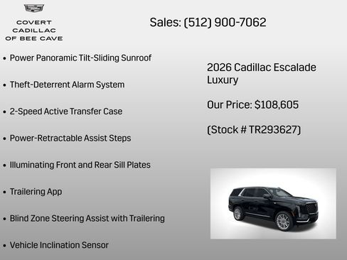 New 2026 Cadillac Escalade Luxury w/ LPO, Floor Liner Package image 24