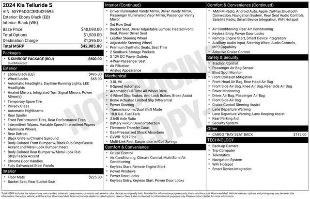 Certified 2024 Kia Telluride S w/ S Sunroof Package AWD/4WD image 39