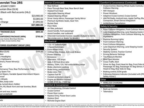Used 2024 Chevrolet Trax RS w/ Sunroof Package FWD image 6