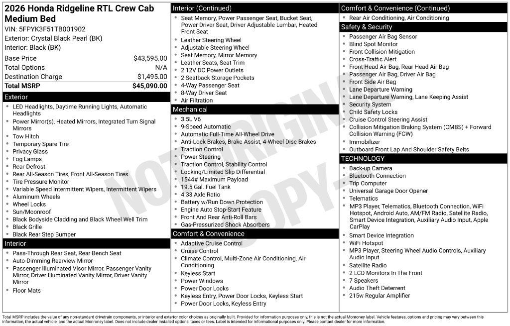 Used 2026 Honda Ridgeline RTL image 31