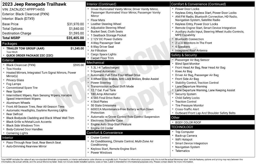 Used 2023 Jeep Renegade Trailhawk w/ Trailer Tow Group AWD/4WD image 34