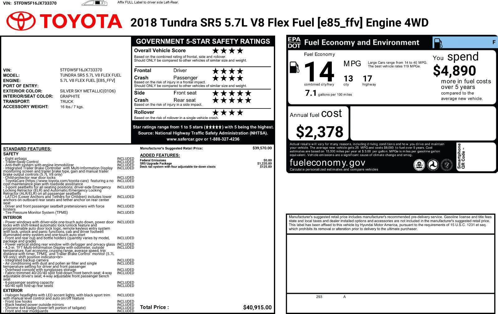 Used 2018 Toyota Tundra SR5 w/ SR5 Upgrade Package AWD/4WD image 25