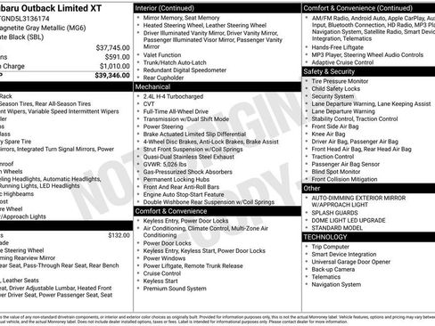 Used 2020 Subaru Outback Limited XT image 11