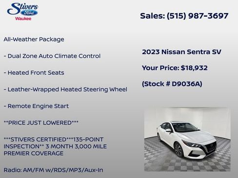 Used 2023 Nissan Sentra SV w/ SV Premium Package FWD image 16