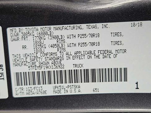 Used 2019 Toyota Tundra SR5 w/ SR5 Upgrade Package RWD image 29