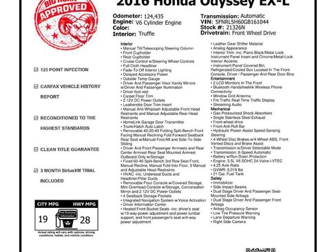 Used 2016 Honda Odyssey EX-L image 2