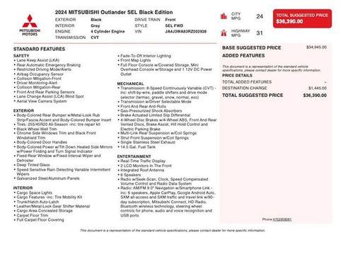 Used 2024 Mitsubishi Outlander SEL Black Edition FWD image 3