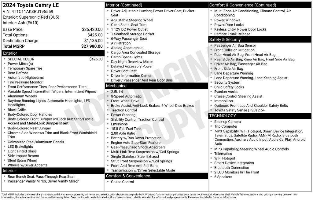 Certified 2024 Toyota Camry LE FWD image 27