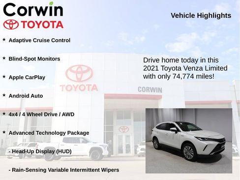 Certified 2021 Toyota Venza Limited w/ Advanced Technology Package AWD/4WD image 7