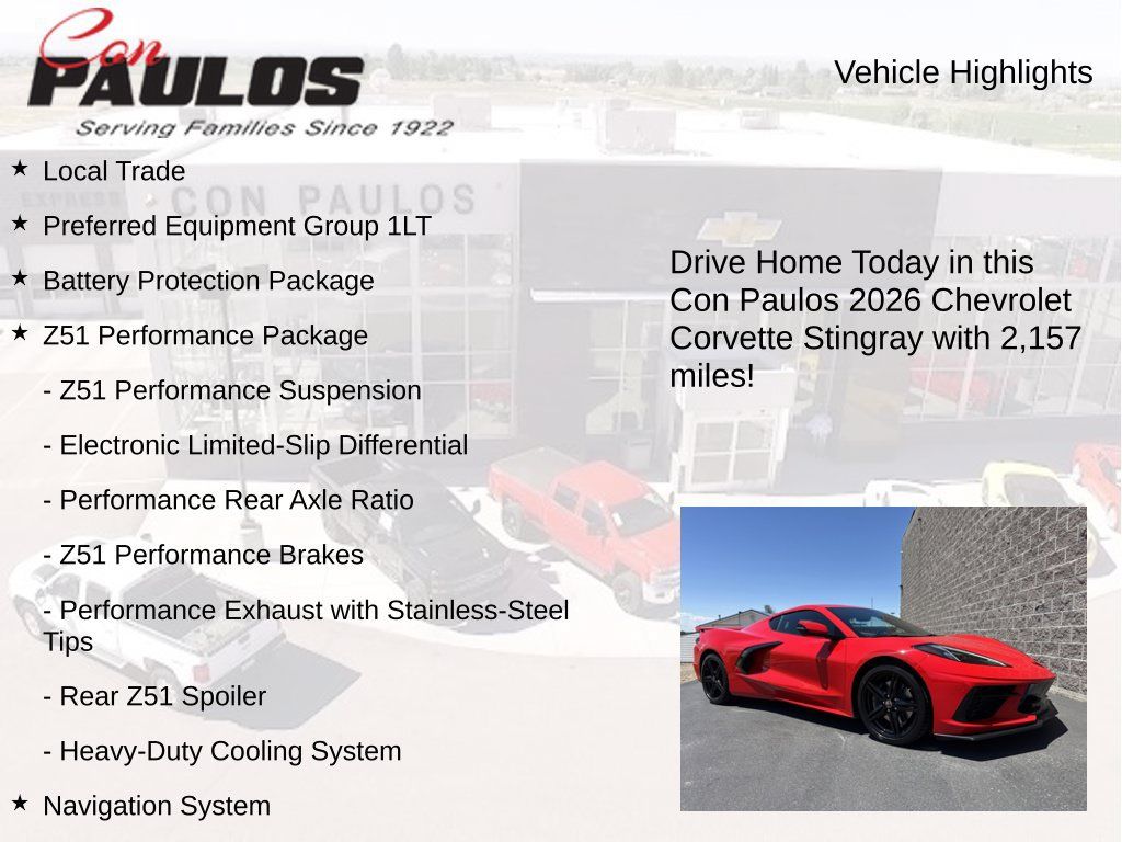 Used 2026 Chevrolet Corvette Stingray Coupe w/ Z51 Performance Package RWD image 8